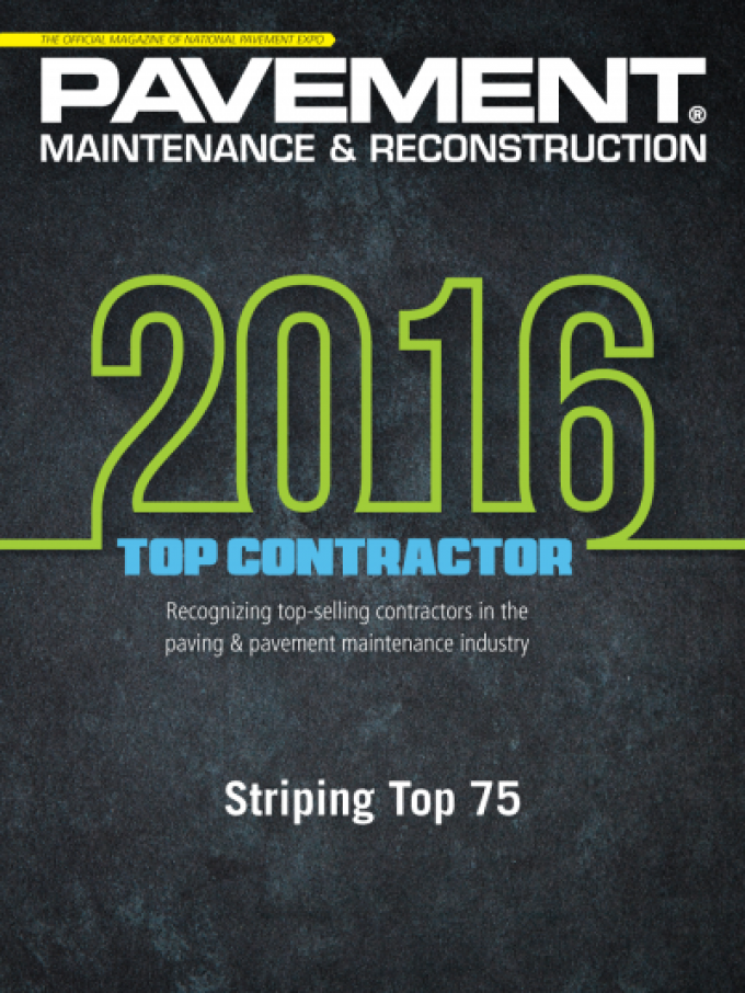 Accurate Pavement Striping named Top Contractor in 2016
